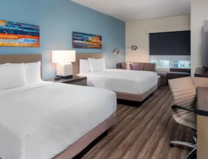 1 King bed room at the Hyatt House near Orlando International Airport.